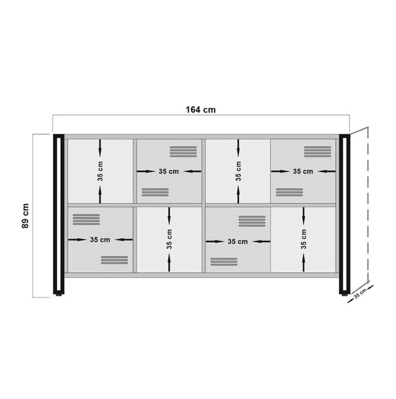 Conjunto de móveis elegantes para sala de estar, pinho atlântico e preto, 100% revestido em melamina, móvel de TV 130x45x50 cm e console 164x35x89 cm | Estrutura de metal durável, design moderno