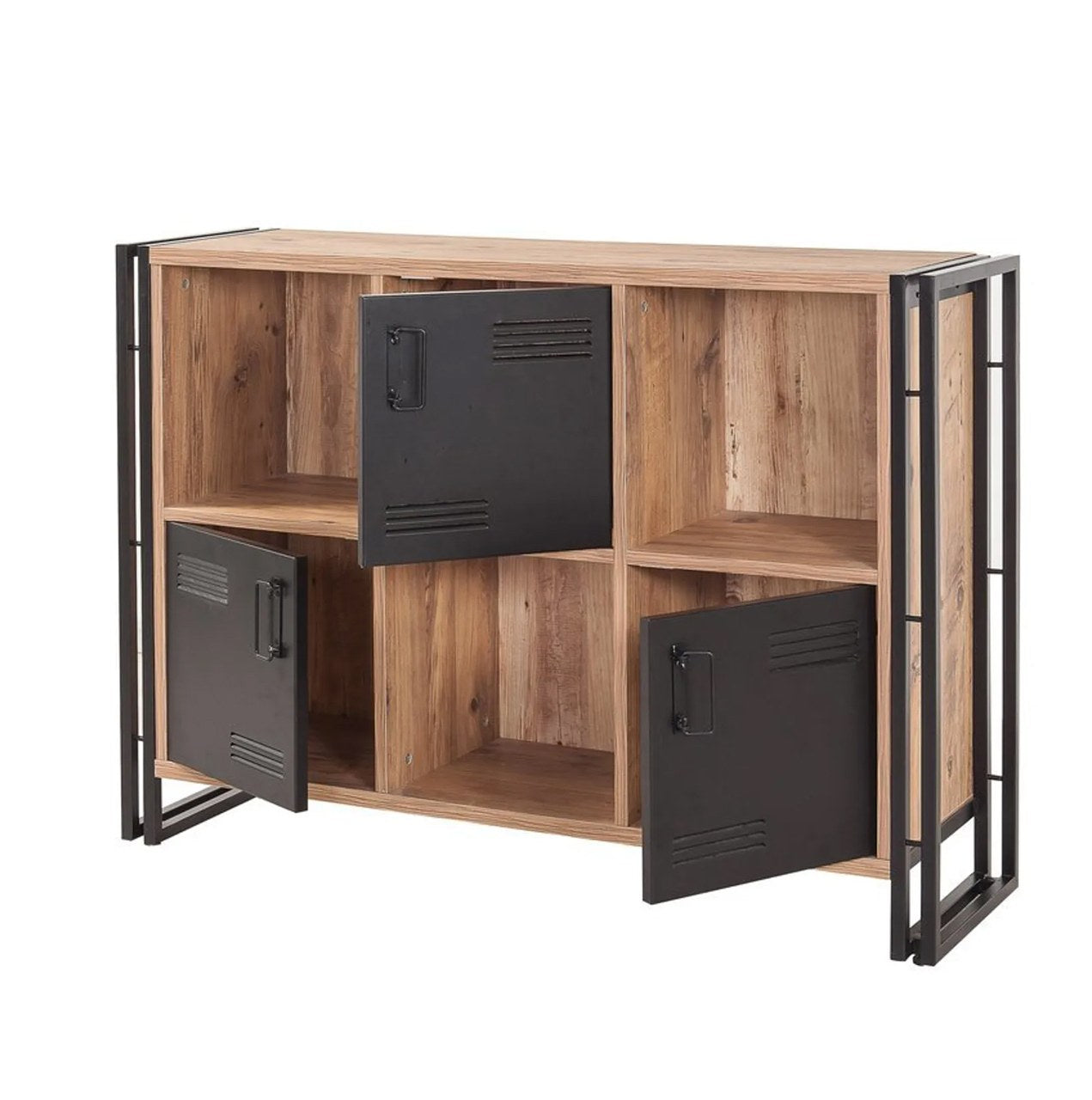 Conjunto de móveis elegantes para sala de estudo, pinho atlântico e preto, 100% revestido em melamina, 18 mm de espessura, estrutura de metal, mesa: 139 x 75 cm, perfeito para espaços modernos