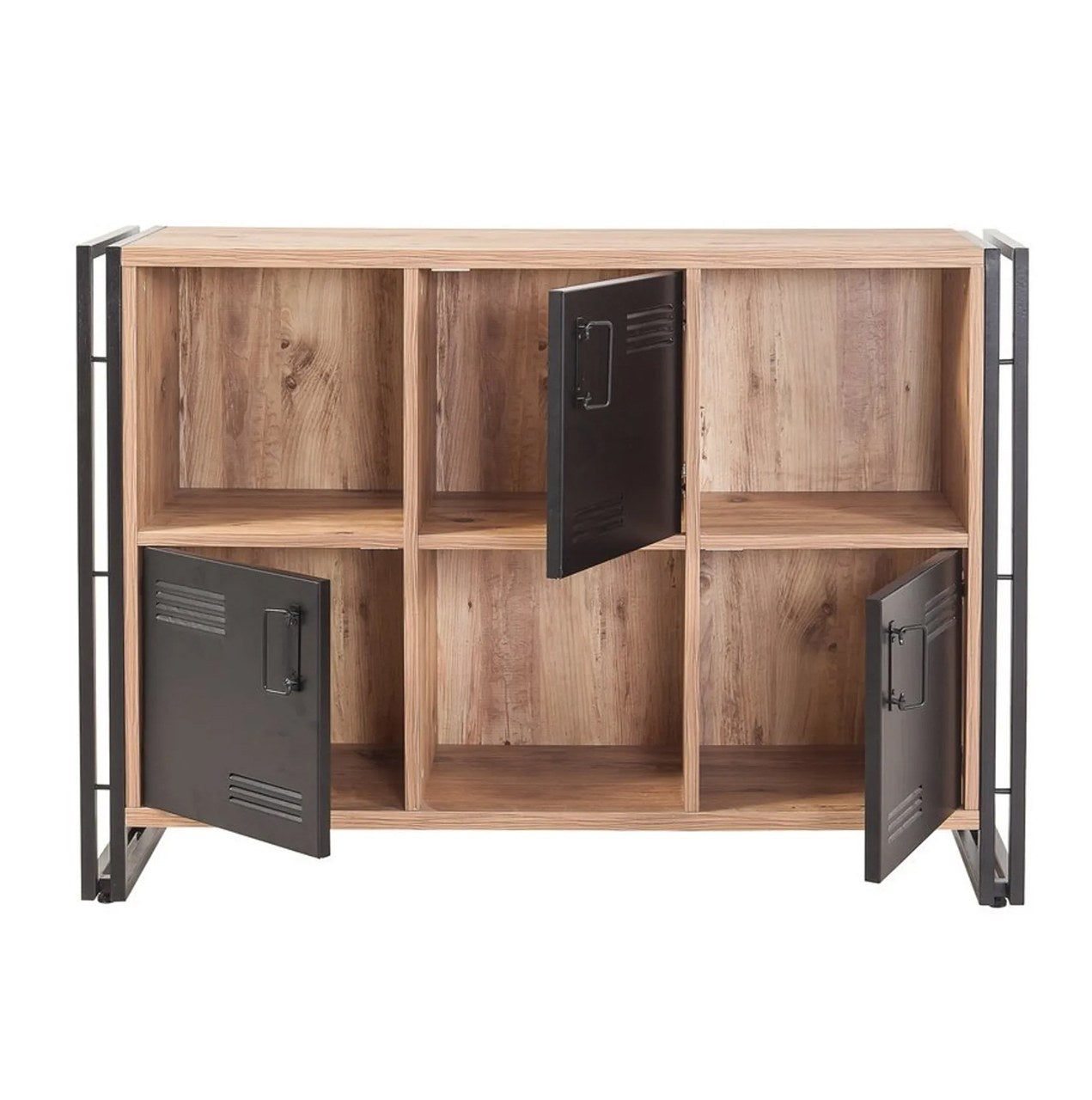 Conjunto de móveis elegantes para sala de estudo, pinho atlântico e preto, 100% revestido em melamina, 18 mm de espessura, estrutura de metal, mesa: 139 x 75 cm, perfeito para espaços modernos