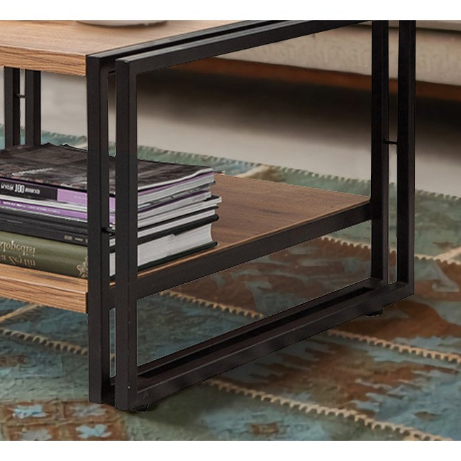 Conjunto de móveis elegantes para sala de estar, pinho atlântico e preto, 100% revestido em melamina, console 164x35x89 cm, mesa de centro 70x70x40 cm, móvel para TV 180x45x50 cm | Estrutura de metal durável