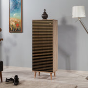 Sapateira moderna, carvalho Sonoma, 50 x 135 x 38 cm | 100% revestida em melamina, pernas em madeira de carpa, revestimento UV, montável na parede, design elegante e funcional