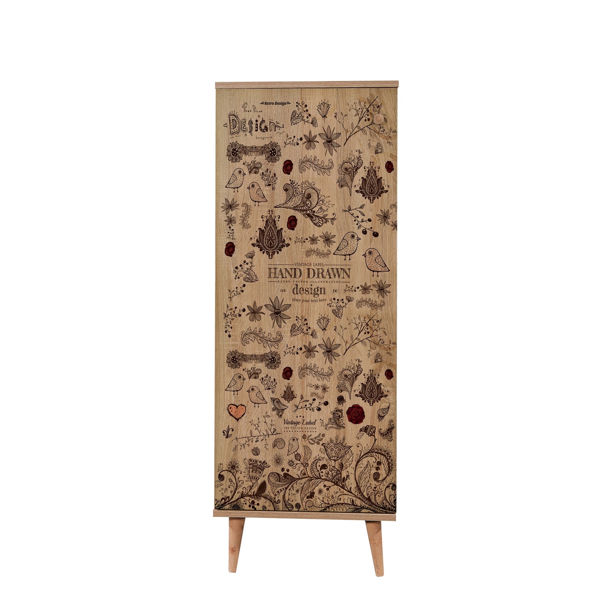 Sapateira moderna, carvalho Sonoma, 50 x 135 x 38 cm | Revestimento 100% melamina, pernas de madeira de carpa, revestimento UV | Solução de armazenamento elegante e montável na parede