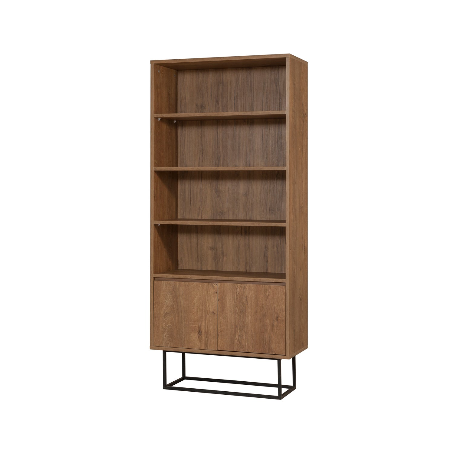 Estante Industrial Moderna – 80 x 182 x 36 cm – Nogueira e Preto – 100% Revestimento em Melamina