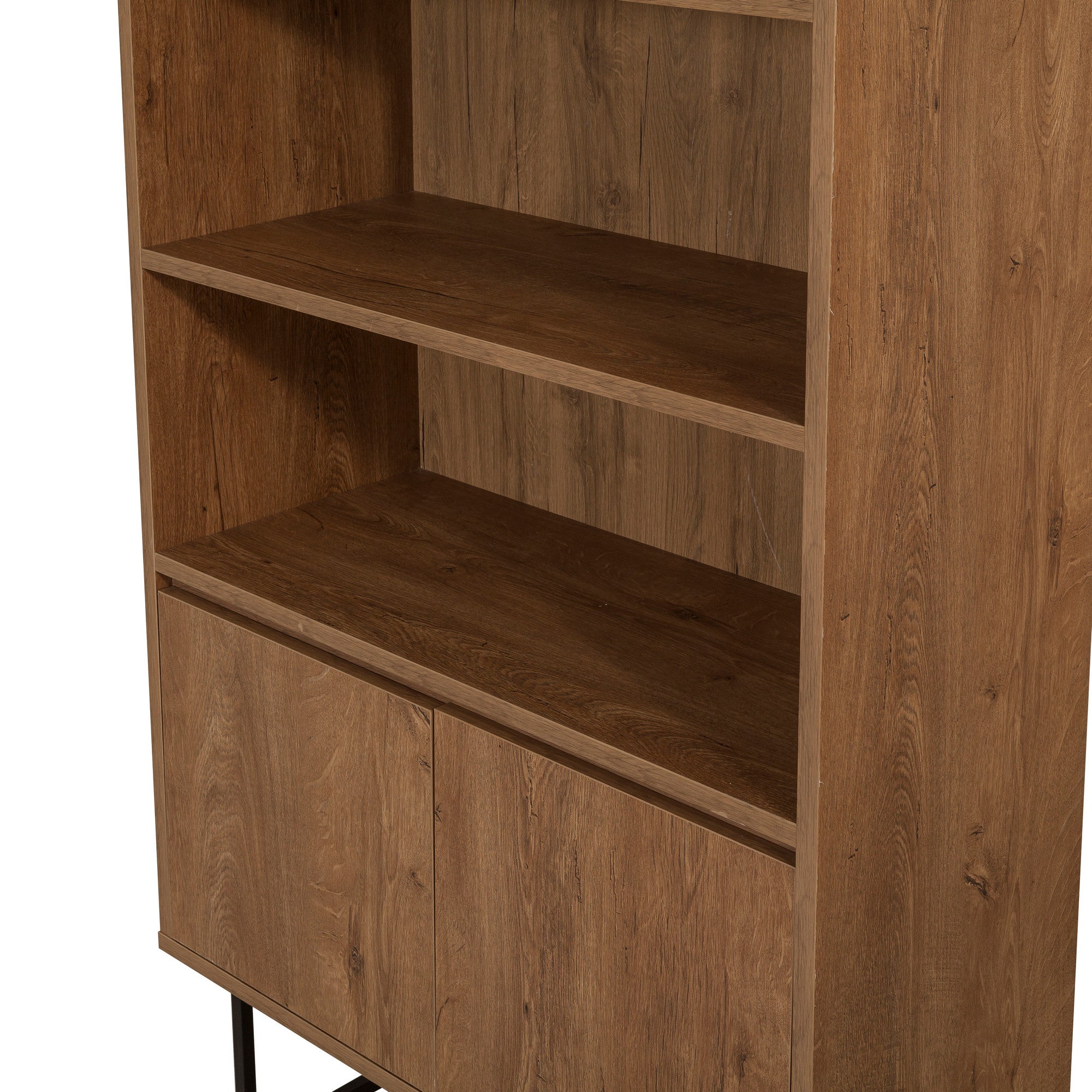 Estante Industrial Moderna – 80 x 182 x 36 cm – Nogueira e Preto – 100% Revestimento em Melamina