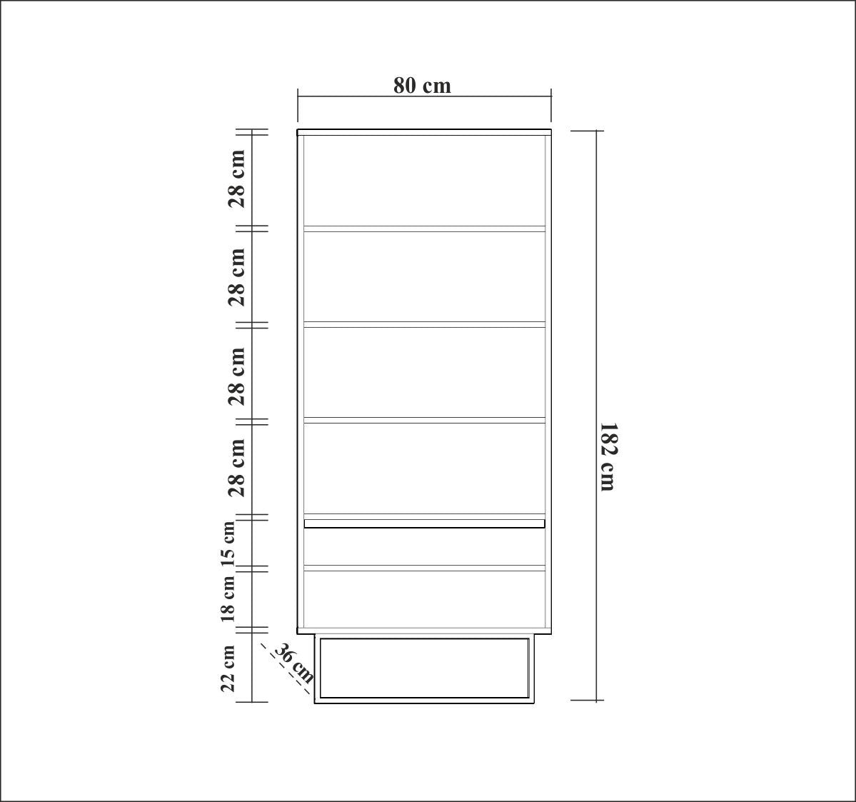 Estante Industrial Moderna – 80 x 182 x 36 cm – Nogueira e Preto – 100% Revestimento em Melamina
