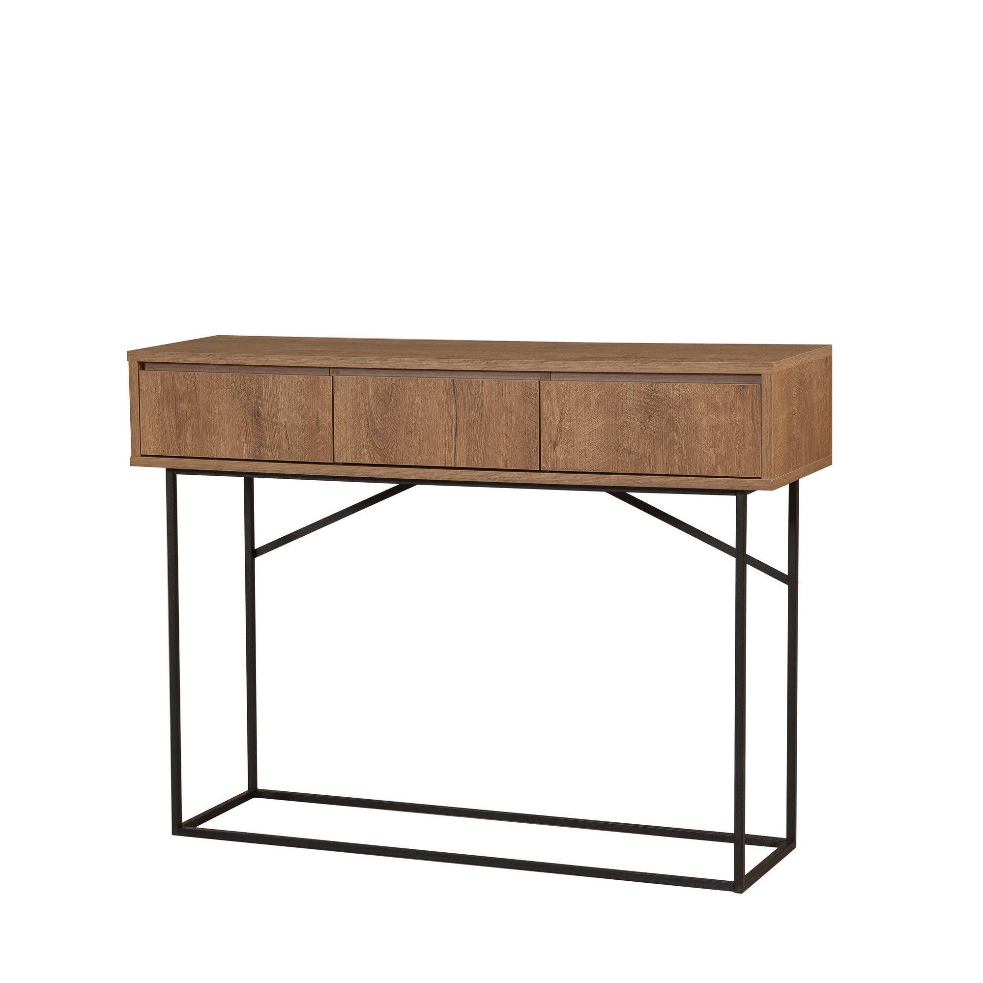 Aparador moderno com estrutura de metal, nogueira e preto, 120 x 90 x 36 cm | 100% revestido em melamina, 18 mm de espessura | Montável na parede, solução de armazenamento elegante