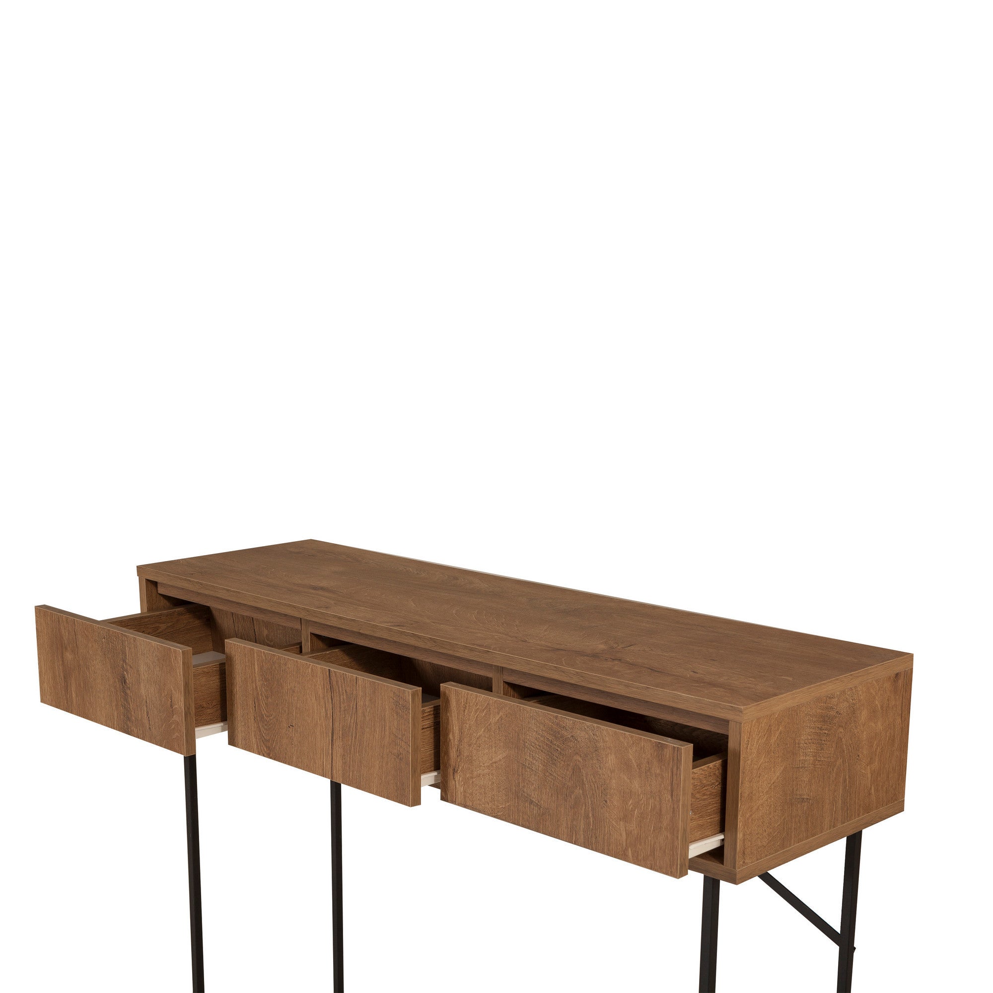 Aparador moderno com estrutura de metal, nogueira e preto, 120 x 90 x 36 cm | 100% revestido em melamina, 18 mm de espessura | Montável na parede, solução de armazenamento elegante