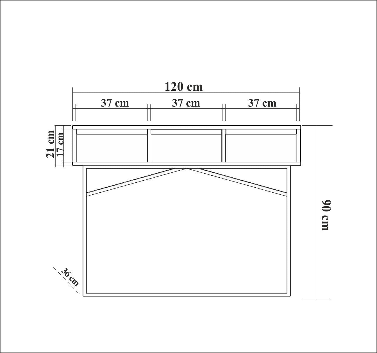 Aparador moderno com estrutura de metal, nogueira e preto, 120 x 90 x 36 cm | 100% revestido em melamina, 18 mm de espessura | Montável na parede, solução de armazenamento elegante