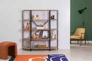 Estante de livros – 139 x 155 x 34 cm – Pinho Atlântico e Preto – Painel de partículas revestido a melamina
