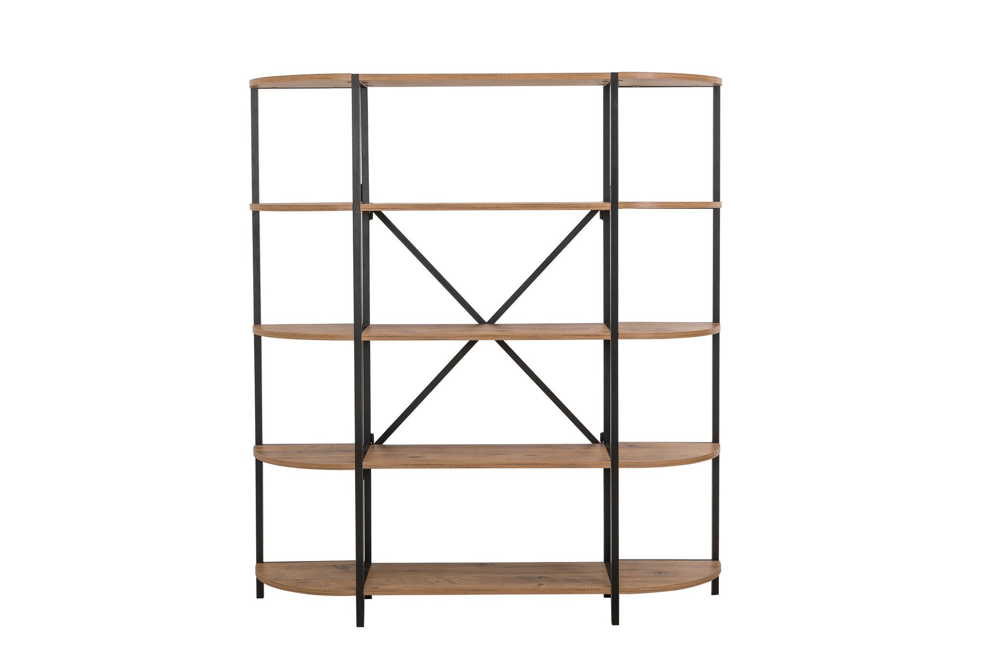Estante de livros – 139 x 155 x 34 cm – Pinho Atlântico e Preto – Painel de partículas revestido a melamina