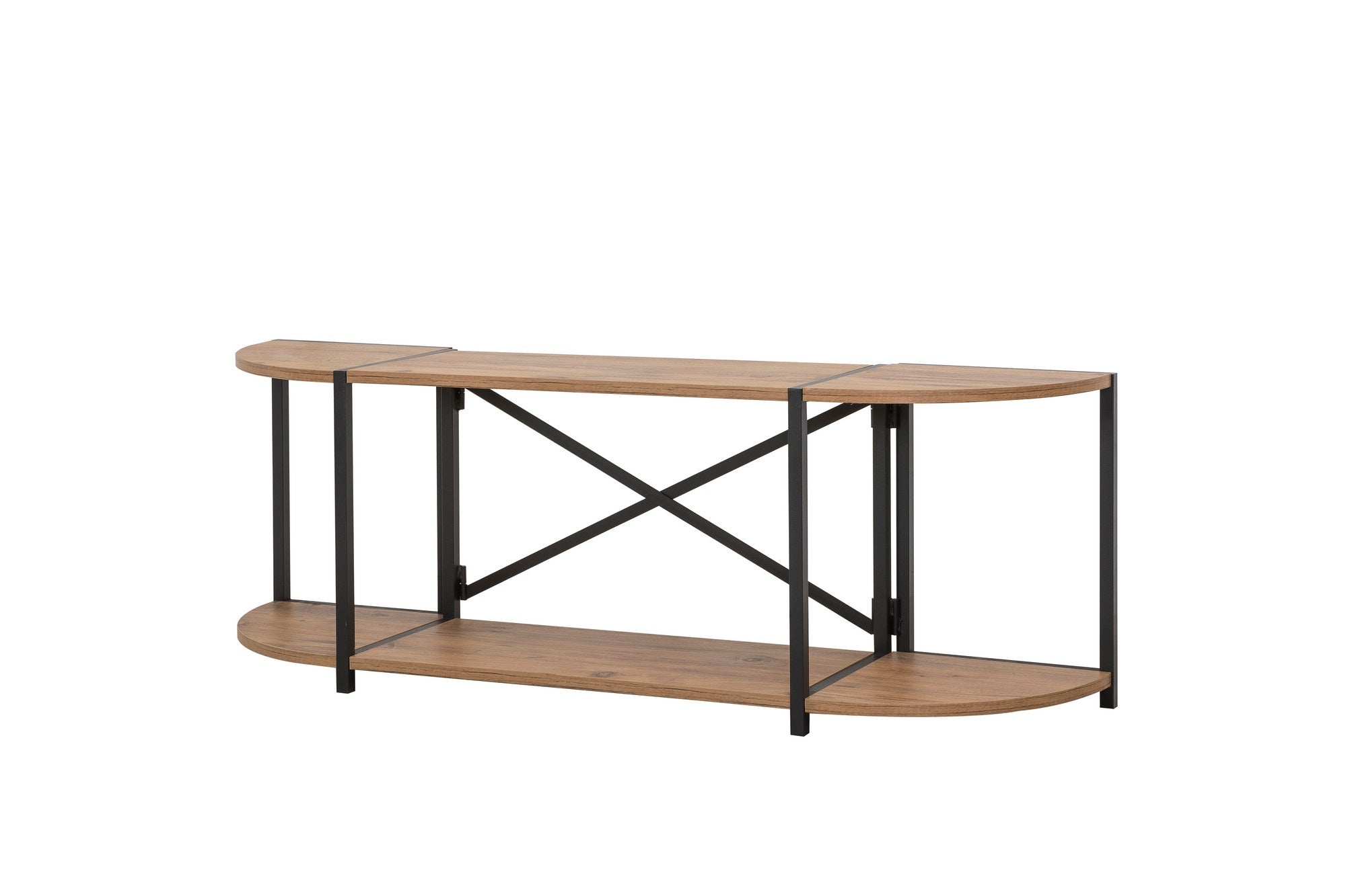 Móvel de TV – 138 x 47 x 35 cm – Pinho Atlântico e Preto – Metal e painel de partículas