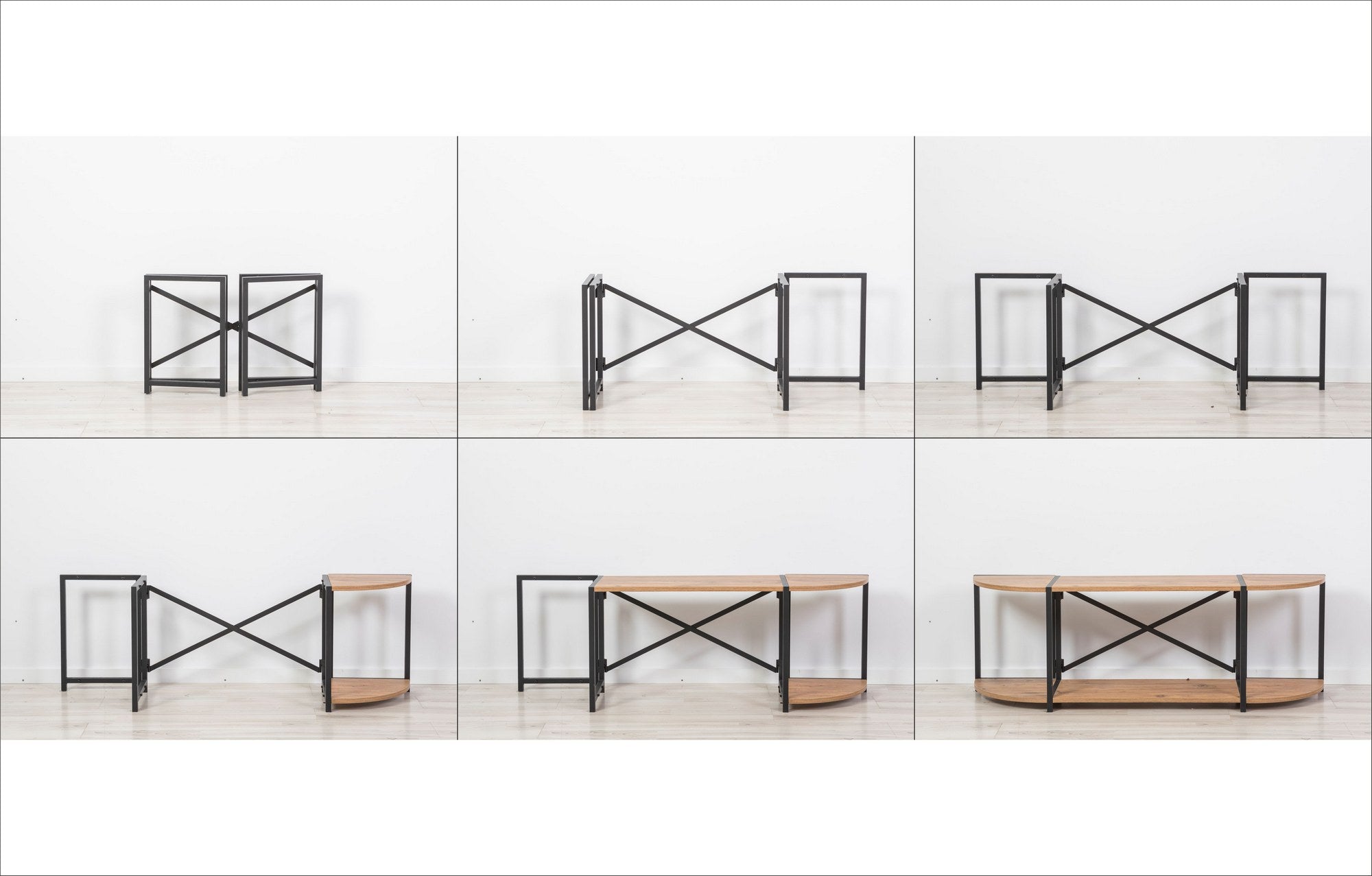 Móvel de TV – 138 x 47 x 35 cm – Pinho Atlântico e Preto – Metal e painel de partículas