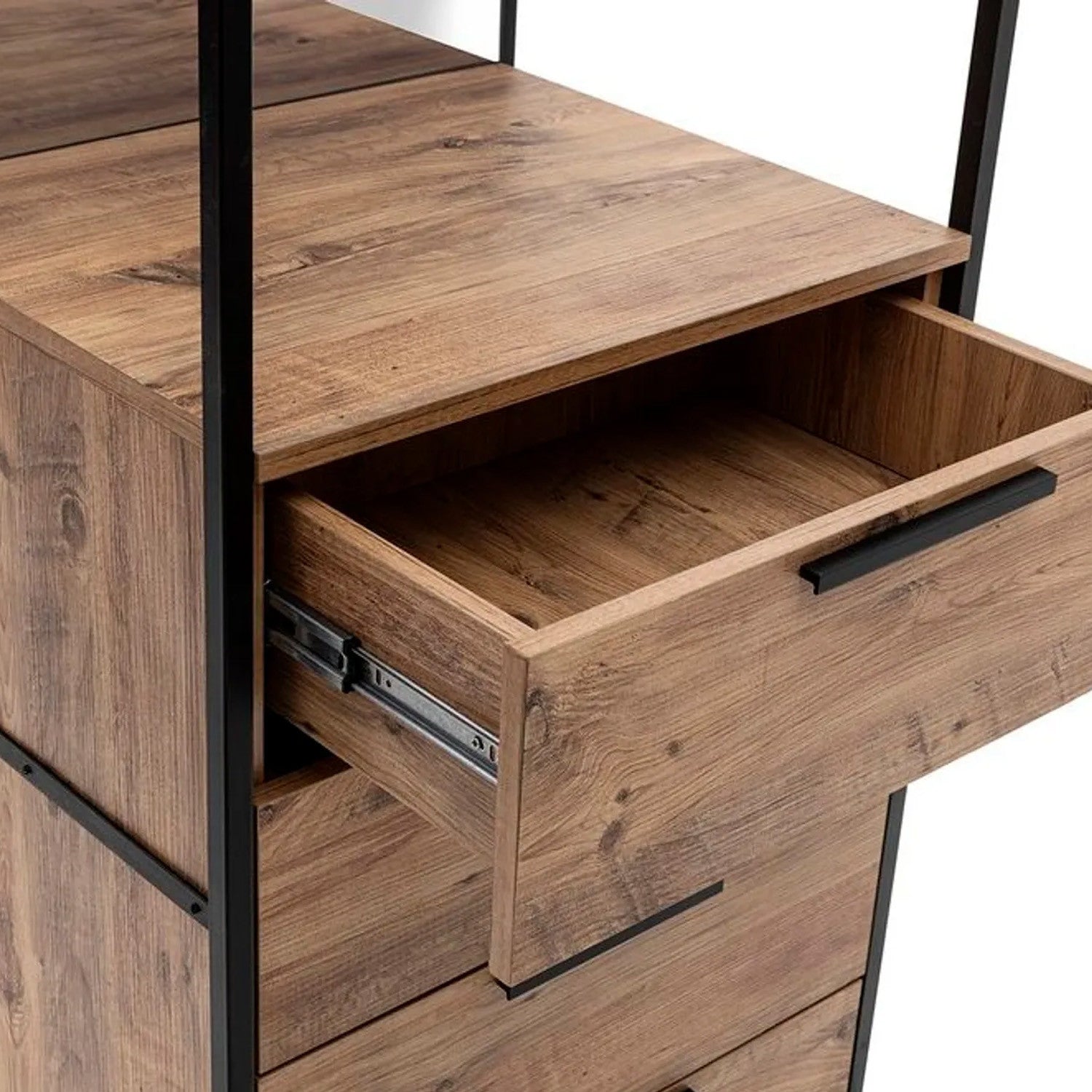 Conjunto de guarda-roupa moderno (3 peças), pinho do Atlântico, 64 x 225 x 52 cm | 100% revestido em melamina, bordas em PVC, pés de metal | 4 gavetas, fixável na parede, solução de armazenamento elegante