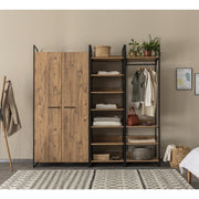 Conjunto de guarda-roupa moderno (3 peças), pinho atlântico, 104 x 225 x 52 cm | 100% revestido em melamina, bordas em PVC, pés de metal | Armazenamento elegante com gavetas e prateleiras