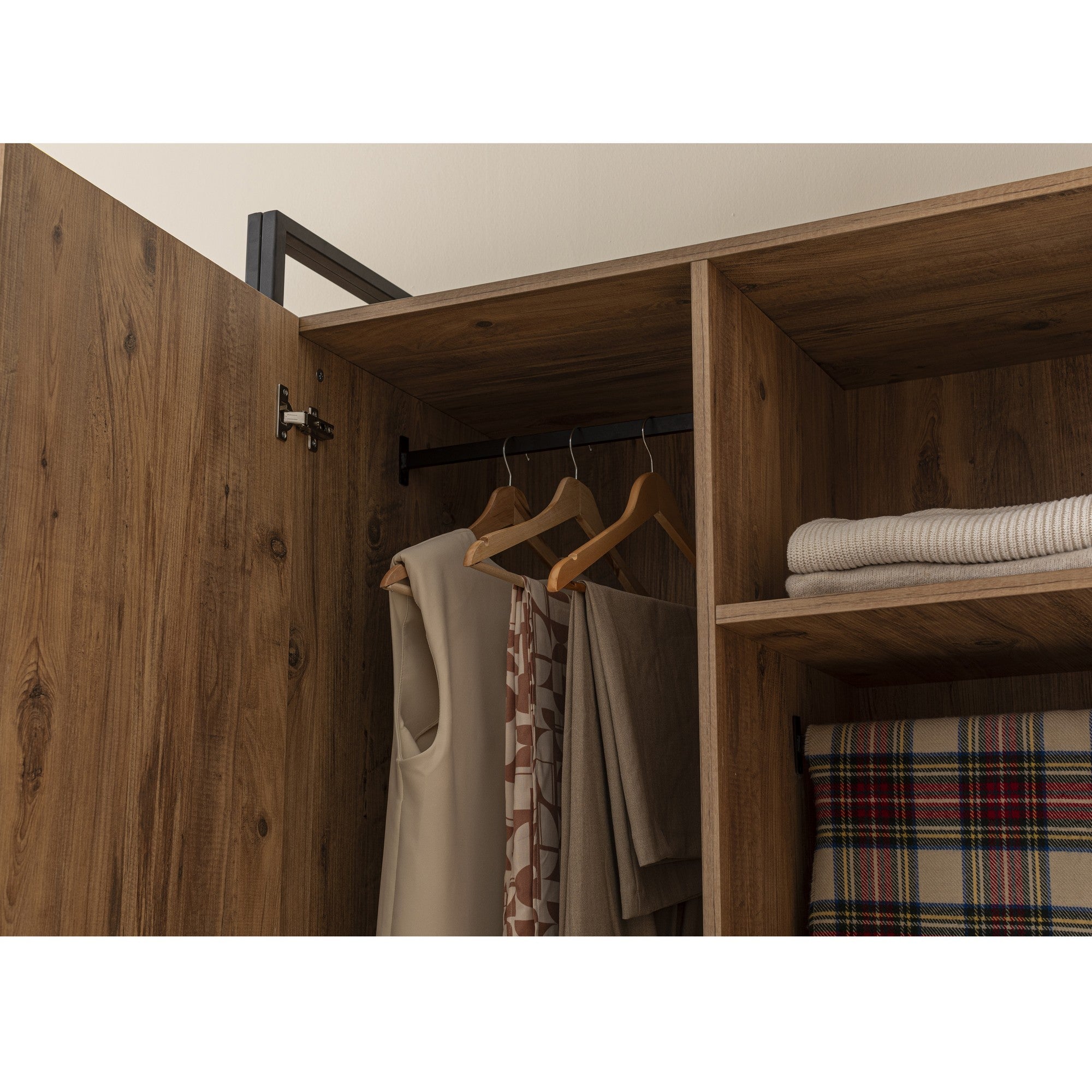 Conjunto de guarda-roupa moderno (3 peças), pinho atlântico, 104 x 225 x 52 cm | 100% revestido em melamina, bordas em PVC, pés de metal | Armazenamento elegante com gavetas e prateleiras