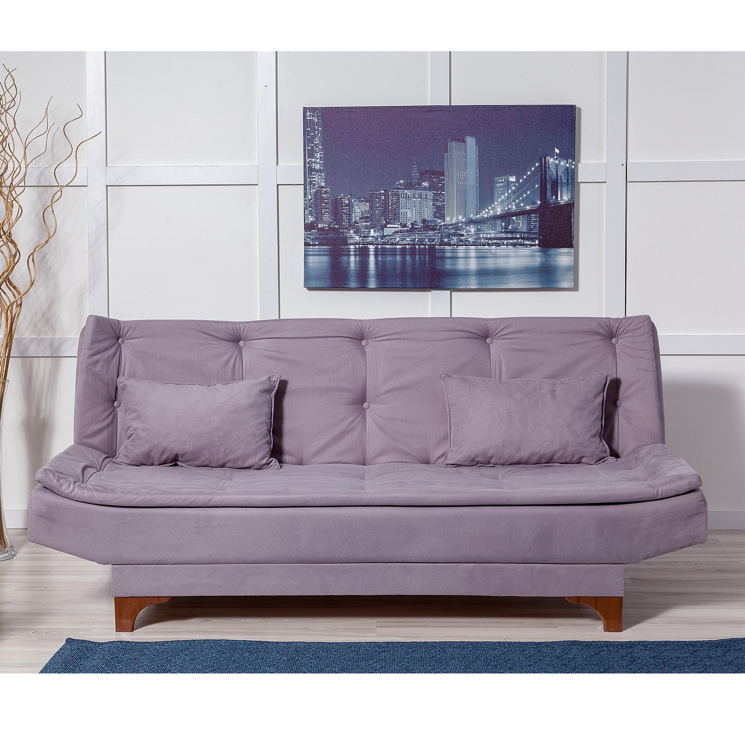Sofá-cama elegante de 3 lugares, cinza, 190 x 90 x 85 cm | Estrutura em madeira de pinho, tecido 100% Soho, espuma 28 DNS | Perfeito para salas de estar modernas e quartos de hóspedes