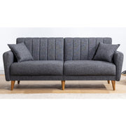 Sofá-cama moderno de 3 lugares, cinza escuro, 205 x 85 x 85 cm | Estrutura de madeira e metal HORNBEAM, 100% linho, espuma 28 DNS | Design escandinavo elegante para conforto