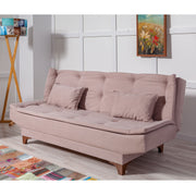 Sofá-cama elegante de 3 lugares, cor de rocha, 190 x 90 x 85 cm | Estrutura em madeira de pinho, tecido 100% Soho, espuma 28 DNS | Perfeito para espaços de convivência modernos
