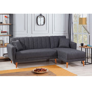 Sofá-cama de canto moderno, cinza escuro, 225 x 150 x 85 cm | Estrutura de madeira e metal HORNBEAM, 100% linho, espuma 28 DNS | Design escandinavo elegante para conforto