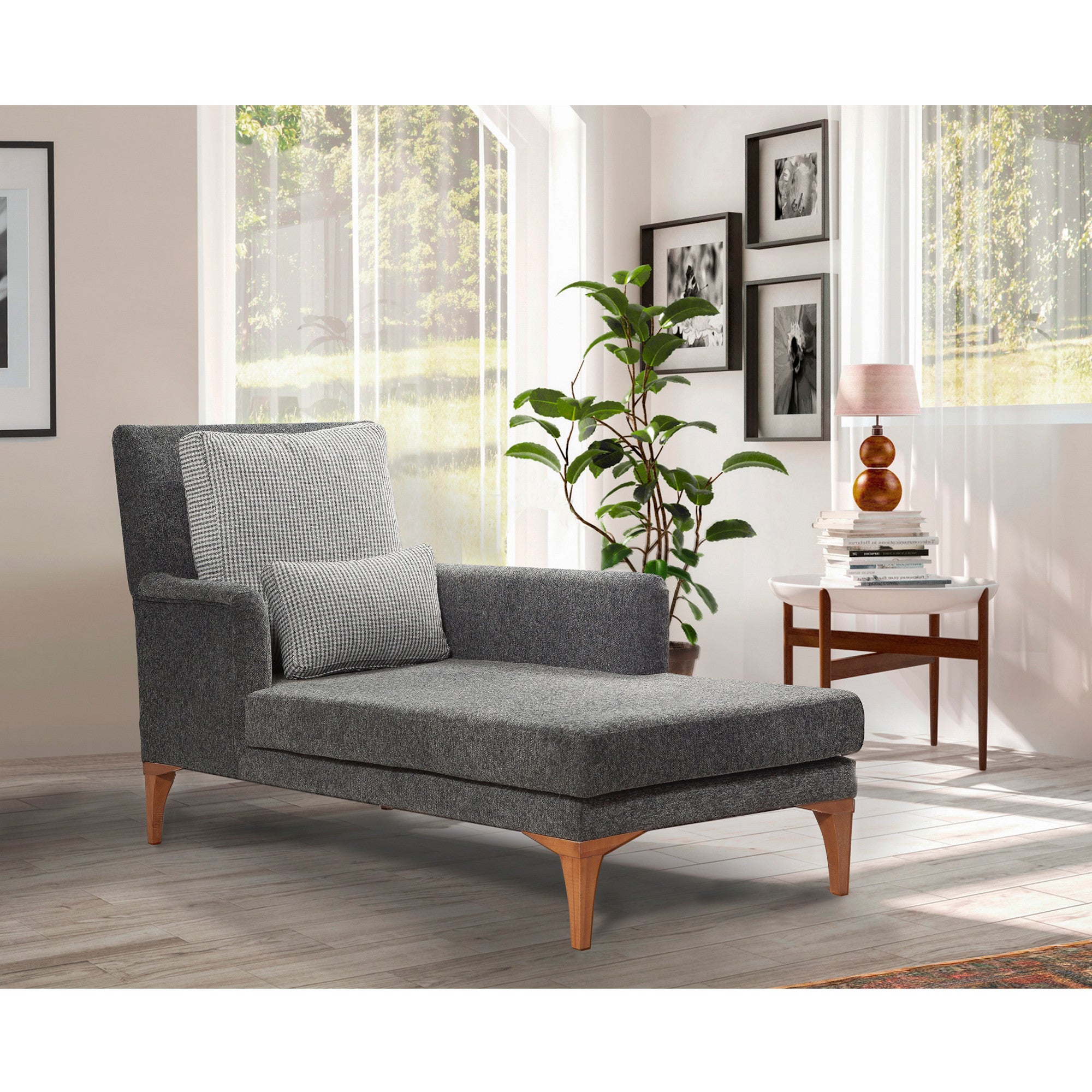 Cama de Dia Escandinava, Antracite, Estrutura em Madeira de Faia, Tecido 100% Malha, Espuma 28 DNS, 79 x 100 x 167 cm | Elegante e Funcional para Espaços Modernos