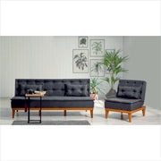 Conjunto elegante de sofá-cama com poltrona, antracite, estrutura em madeira de hornbeam, 100% linho, espuma 28 DNS | Perfeito para casas escandinavas rústicas