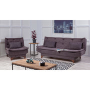 Conjunto elegante de sofá-cama com poltrona, antracite, estrutura de madeira HORNBEAM, tecido 100% SOHO, espuma 28 DNS | Perfeito para espaços modernos