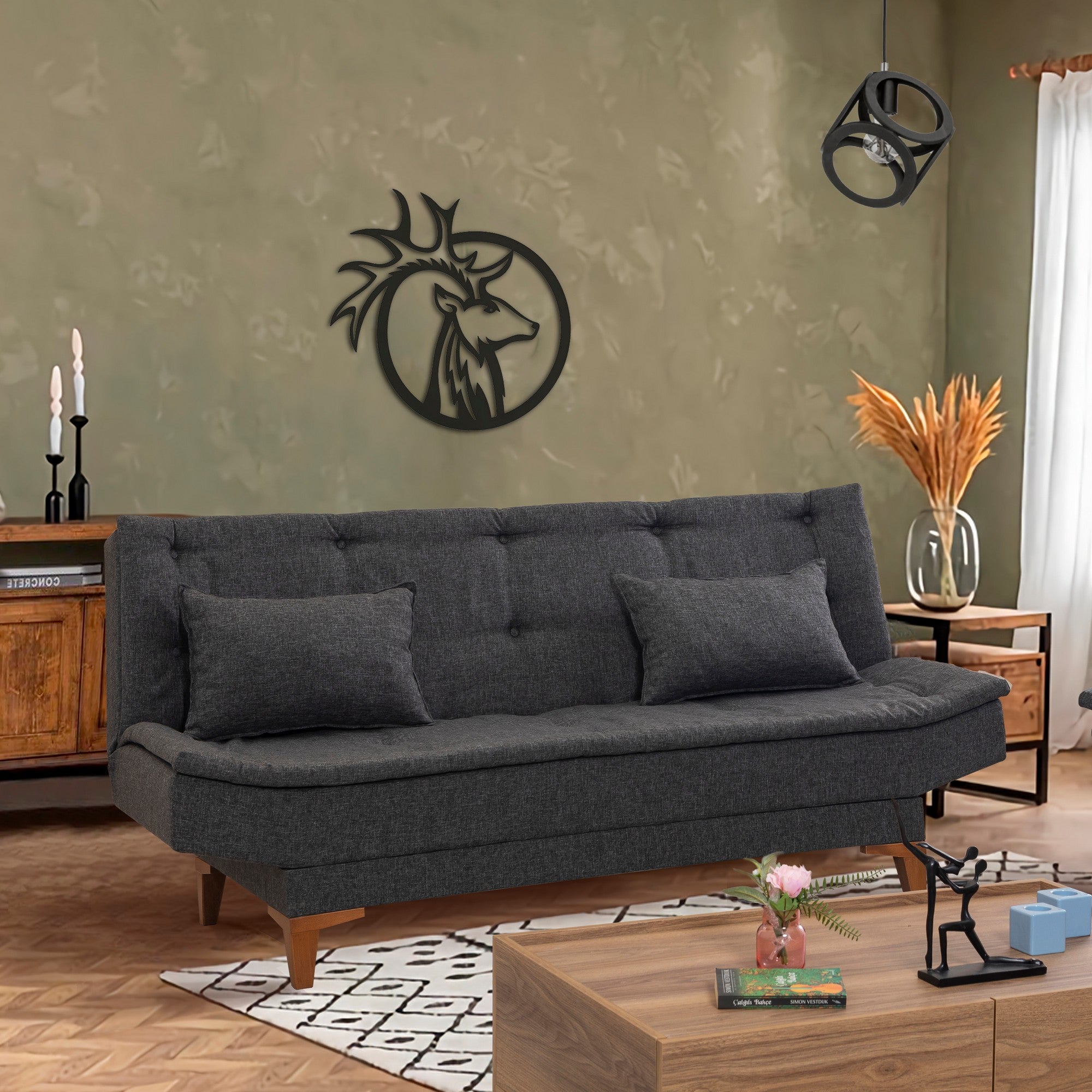 Sofá-cama de 3 lugares-Santo-Antracite