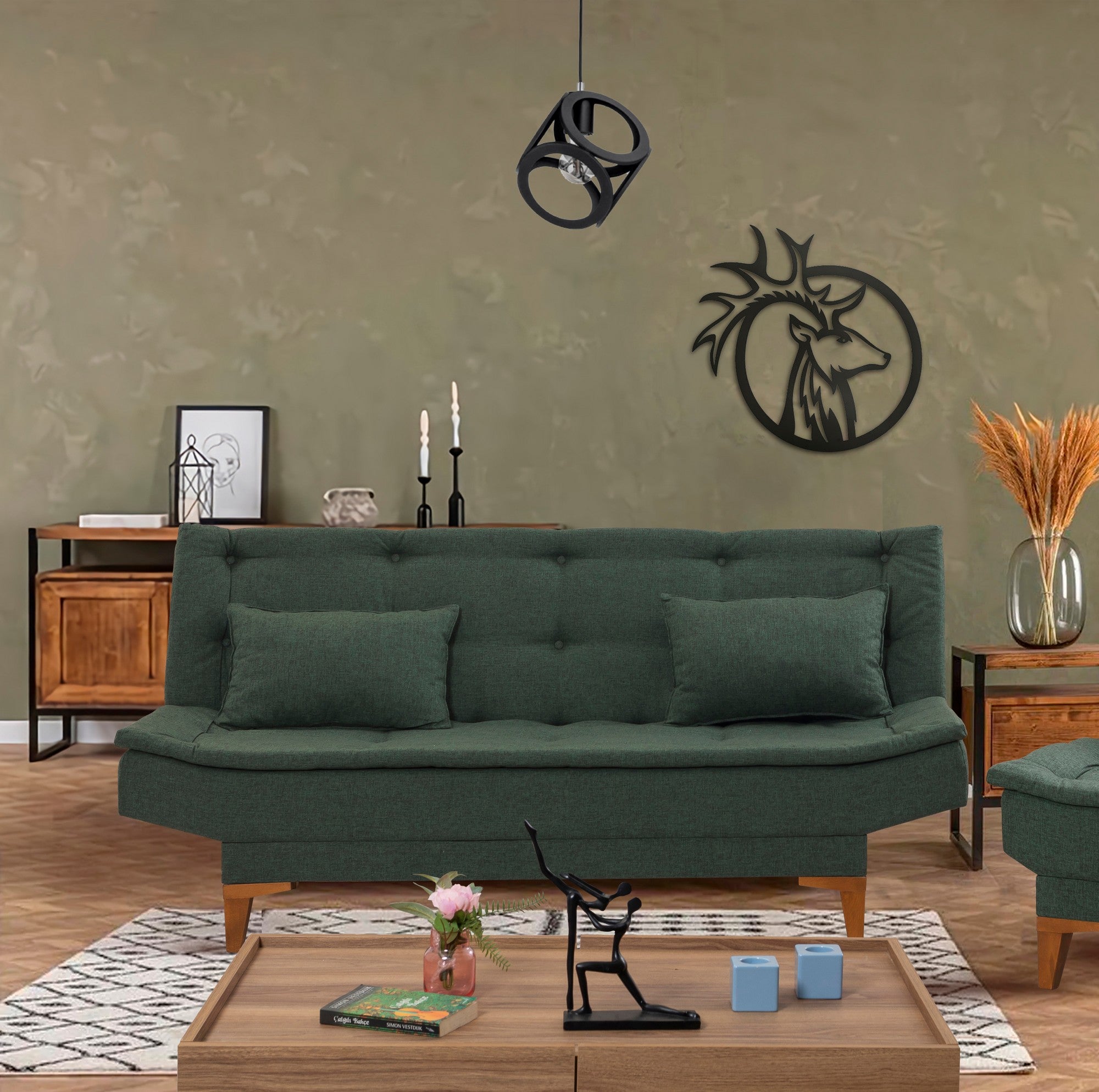 Sofá-cama de 3 lugares-Santo-Verde