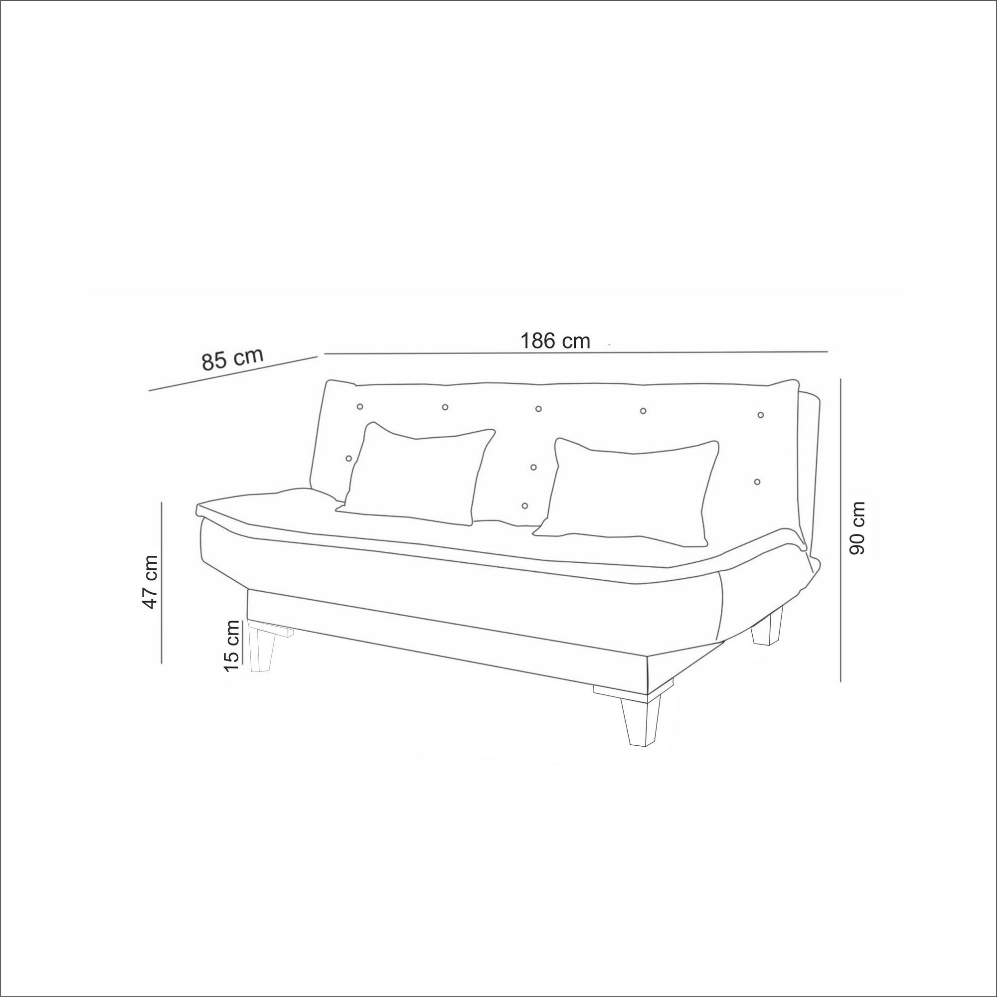 Sofá-cama de 3 lugares-Santo-Creme