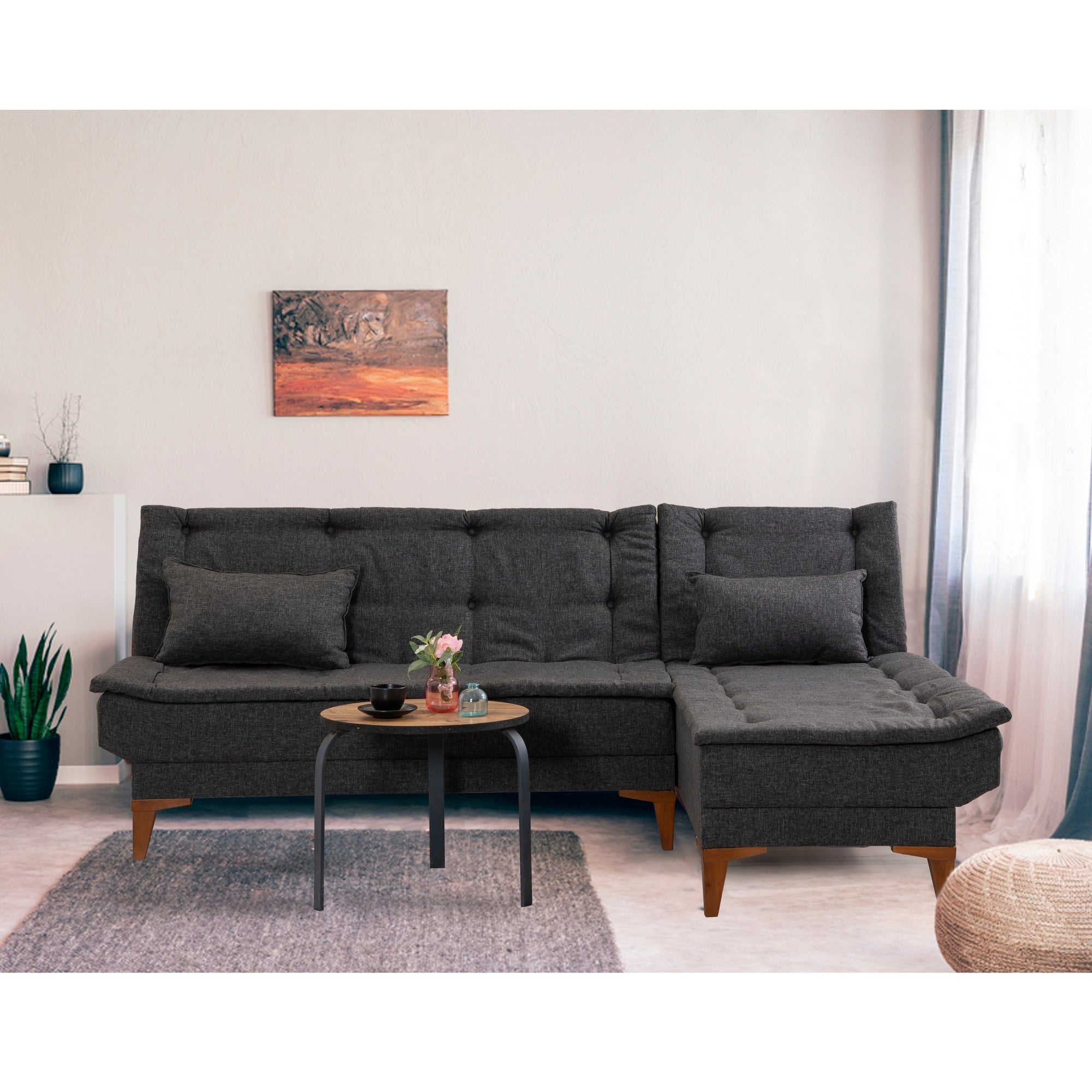 Sofá-cama de canto-Santo-Antracite
