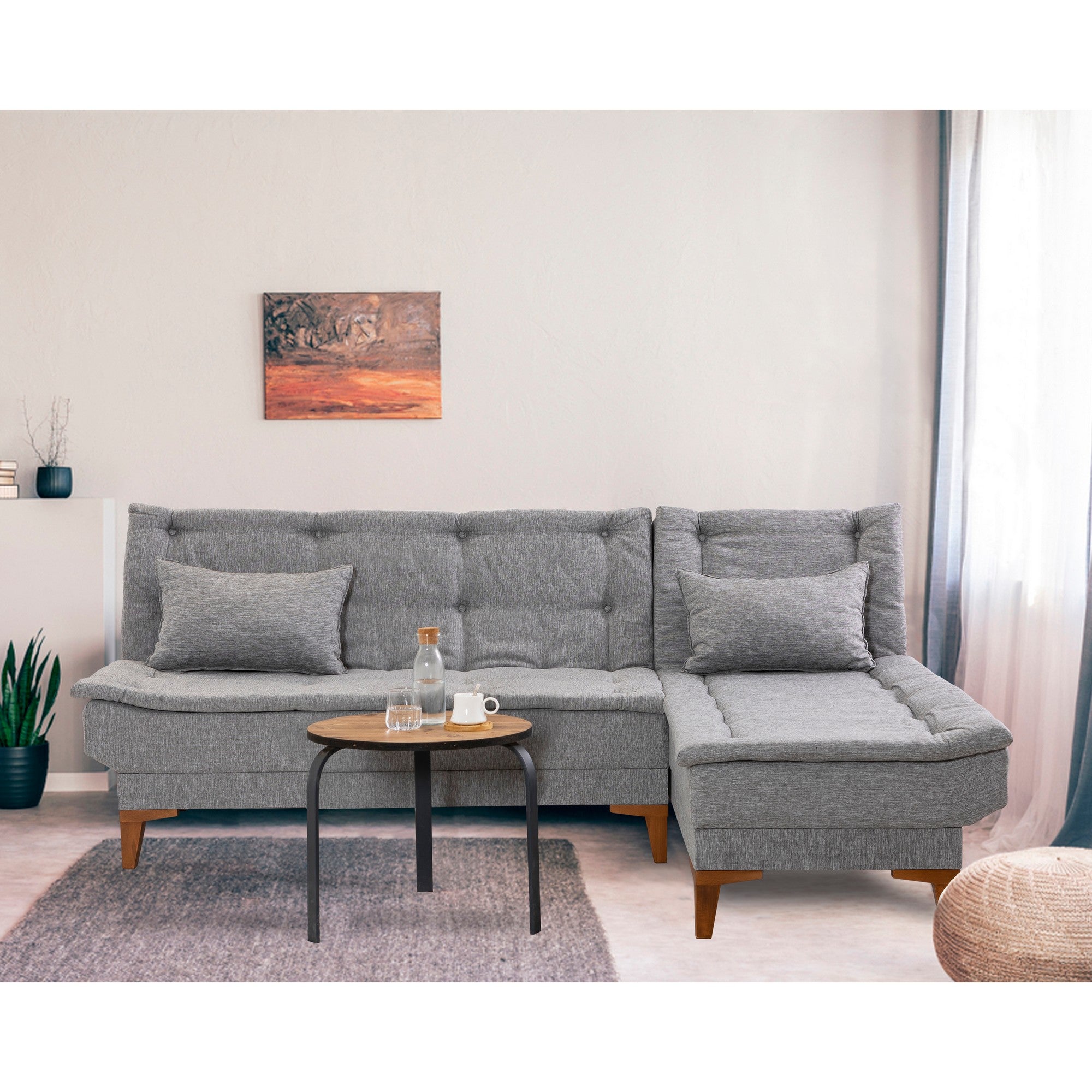 Sofá-cama de canto-Santo-Cinza