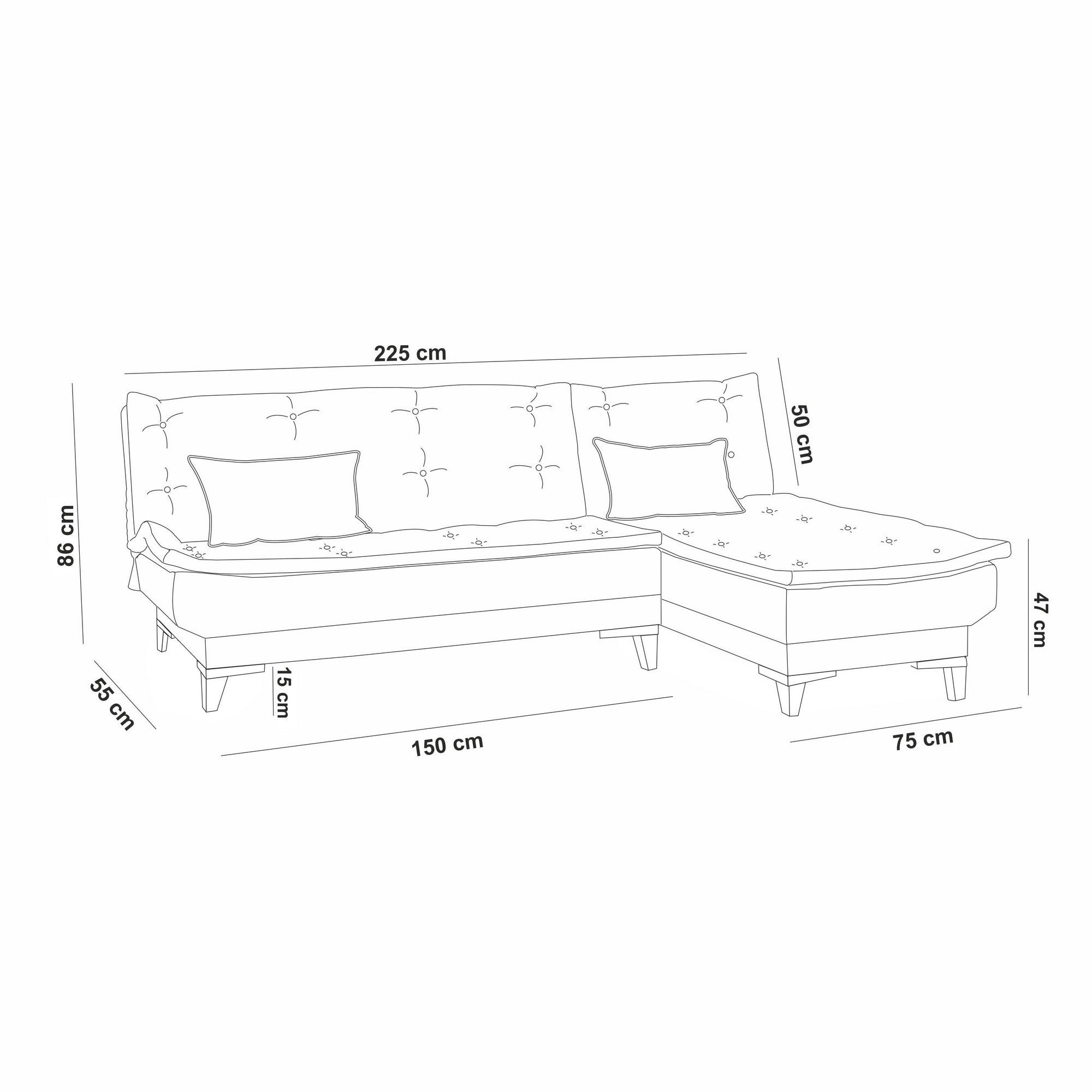 Sofá-cama de canto-Santo-Cinza escuro