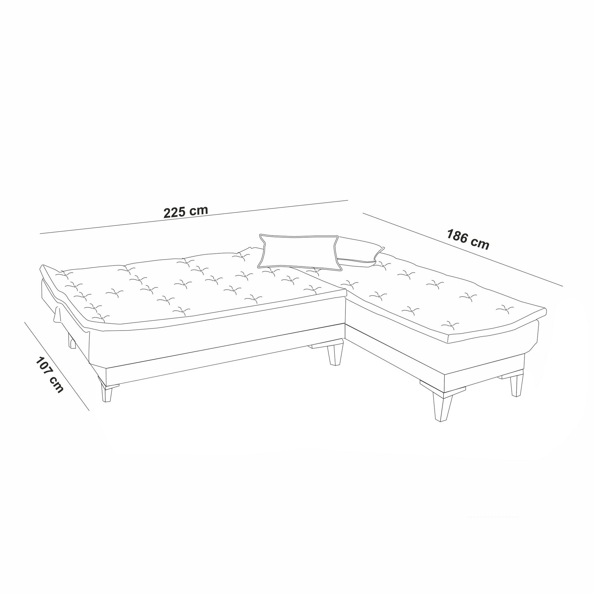 Sofá-cama de canto-Santo-Cinza escuro