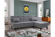 Sofá-cama de canto elegante, cinza escuro, 225 x 85 x 86 cm | Estrutura 100% madeira de carpa, tecido 100% linho, espuma 28 DNS | Perfeito para espaços de convivência modernos