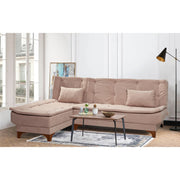 Sofá-cama de canto elegante, cor de rocha, 225 x 160 x 86 cm | Estrutura de madeira de pinho, tecido 100% Soho, espuma 28 DNS | Perfeito para espaços de convivência modernos