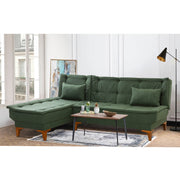 Sofá-cama de canto elegante, estrutura de madeira de faia, tecido 100% linho, 225 cm de largura, espuma 28 DNS, perfeito para salas de estar modernas e quartos de hóspedes