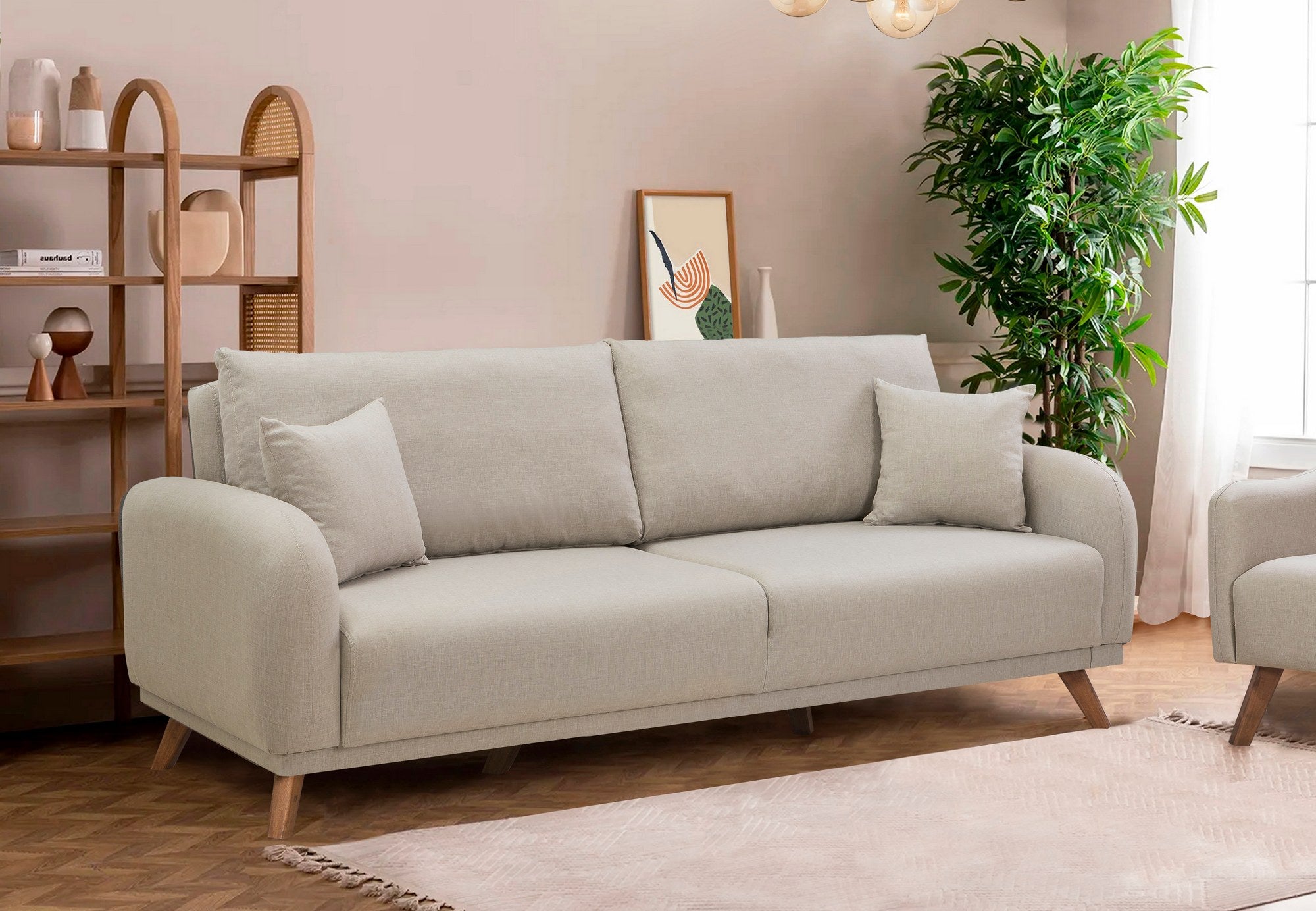 Sofá-cama de 3 lugares-Hera-Creme