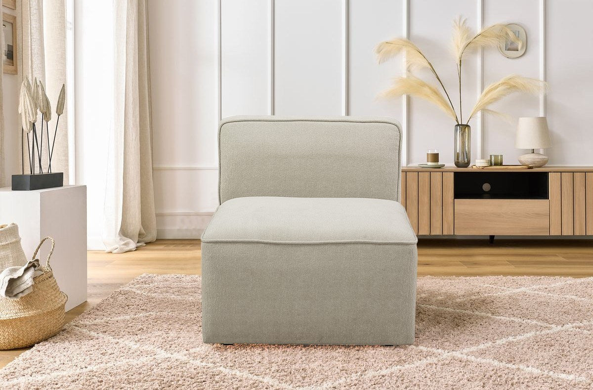 Sofá elegante de 1 lugar, cor creme, 70 x 90 x 69 cm | Tecido de textura macia, estrutura de faia e abeto, almofada de espuma 30 DNS | Perfeito para espaços aconchegantes