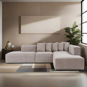 Sofá de canto elegante, cor mocha, 280 cm de largura | Estrutura de madeira de faia, espuma 28 DNS, pernas de plástico | Perfeito para salas de estar modernas e relaxamento