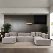 Sofá de canto elegante, cor mocha, 280 cm de largura | Estrutura de madeira de faia, espuma 30 DNS, pernas de plástico | Perfeito para salas de estar modernas e relaxamento