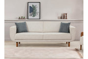 Sofá-cama elegante de 3 lugares, nogueira e creme, 223 x 81 x 92 cm | Estrutura de madeira de faia, conforto de espuma macia, perfeito para sala de estar e quarto de hóspedes