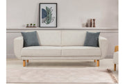 Sofá-cama elegante de 3 lugares, carvalho e creme, 223 x 81 x 92 cm | Estrutura de madeira de faia, conforto de espuma macia, perfeito para sala de estar e espaços de hóspedes
