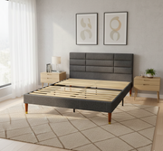 Estrutura de Cama de Casal 140x200 cm em Linho Cinzento