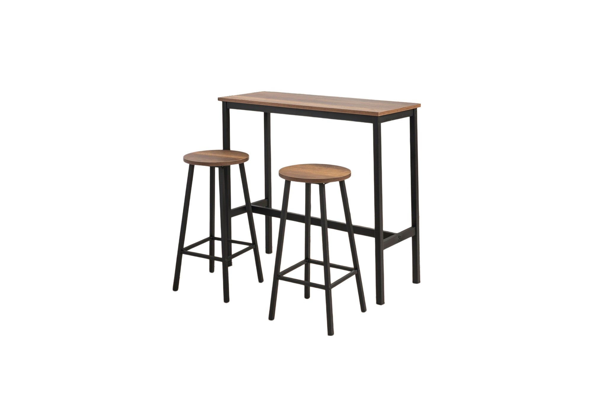Conjunto de mesa de bar e banco (3 peças) – 100 cm x 90 cm x 40 cm – Preto – Aglomerado e metal