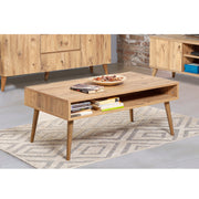 Mesa de Centro Moderna de 2 Andares – 110 x 60 x 45 cm – Pinho Atlântico – Painéis de Partículas Revestidos a Melamina