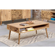 Mesa de centro elegante de 2 andares – 110 x 60 x 45 cm – Pinho do Atlântico – 100% melamina