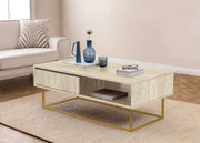 Mesa de centro – 120 x 60 x 43 cm – cor travertino – aglomerado revestido de melamina