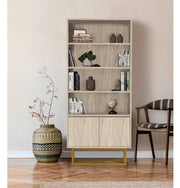 Estante – 80 x 182 x 36 cm – Travertino – 100% revestida em melamina com pés de metal