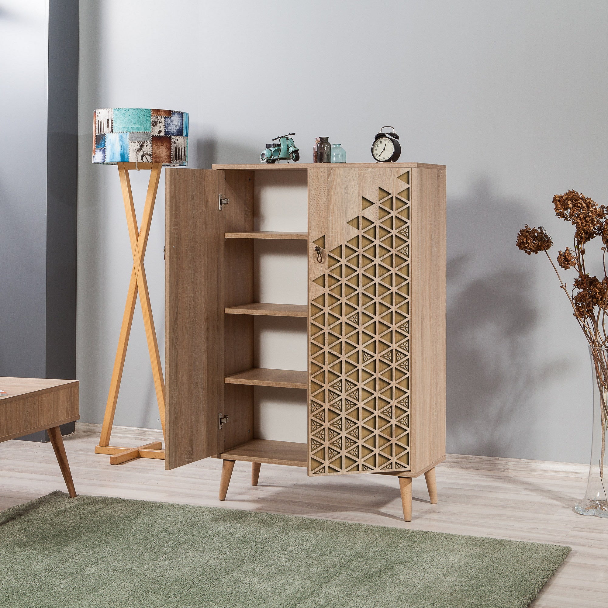 Armário multiusos – 80 x 127 x 36 cm – Carvalho Sonoma – Melamina