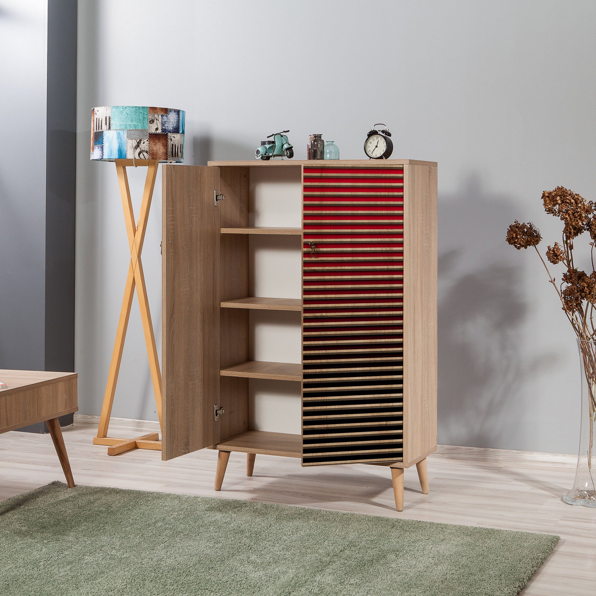 Armário multiusos – 80 x 127 x 36 cm – Carvalho Sonoma – Melamina